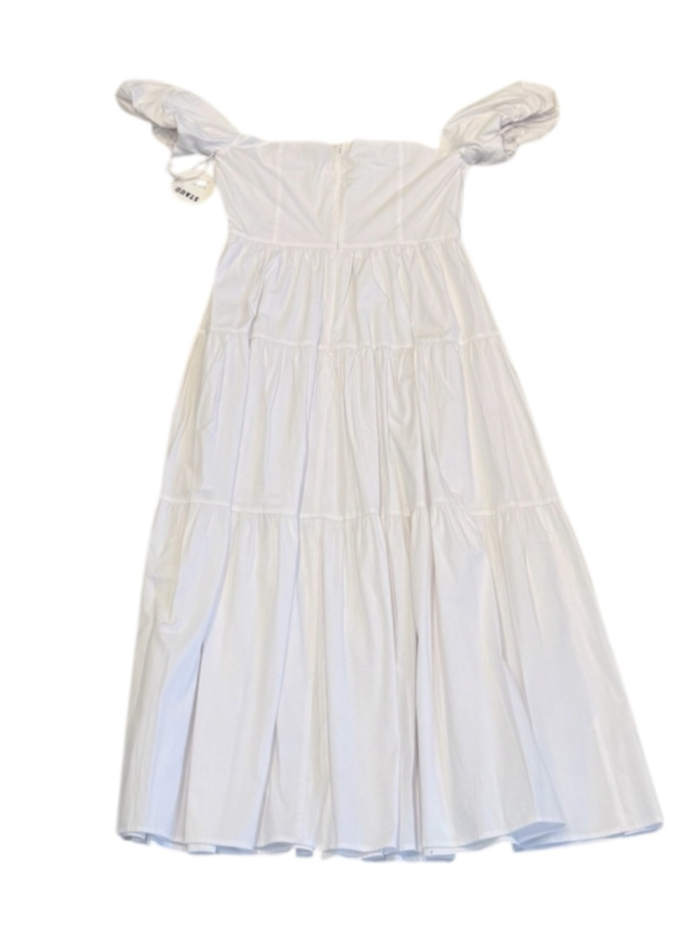 STAUD Elio Cotton Poplin Off the Shoulder Midi Dress White Size L NWT - Picture 6 of 8